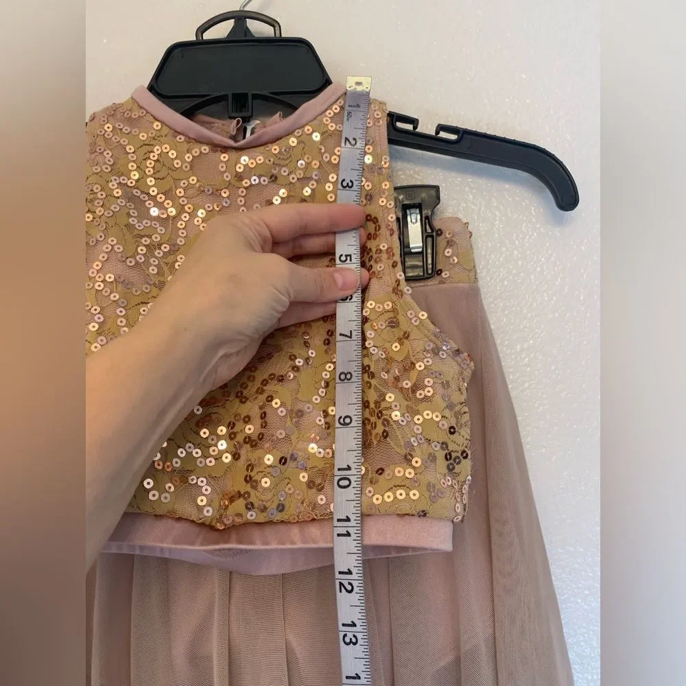The LineUp Contemporary Lyrical Solo Costume Blush Sequin Lace Mesh Maxi XXS